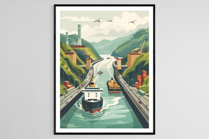 Affiche Canal de Panama – Impression artistique des écluses emblématiques