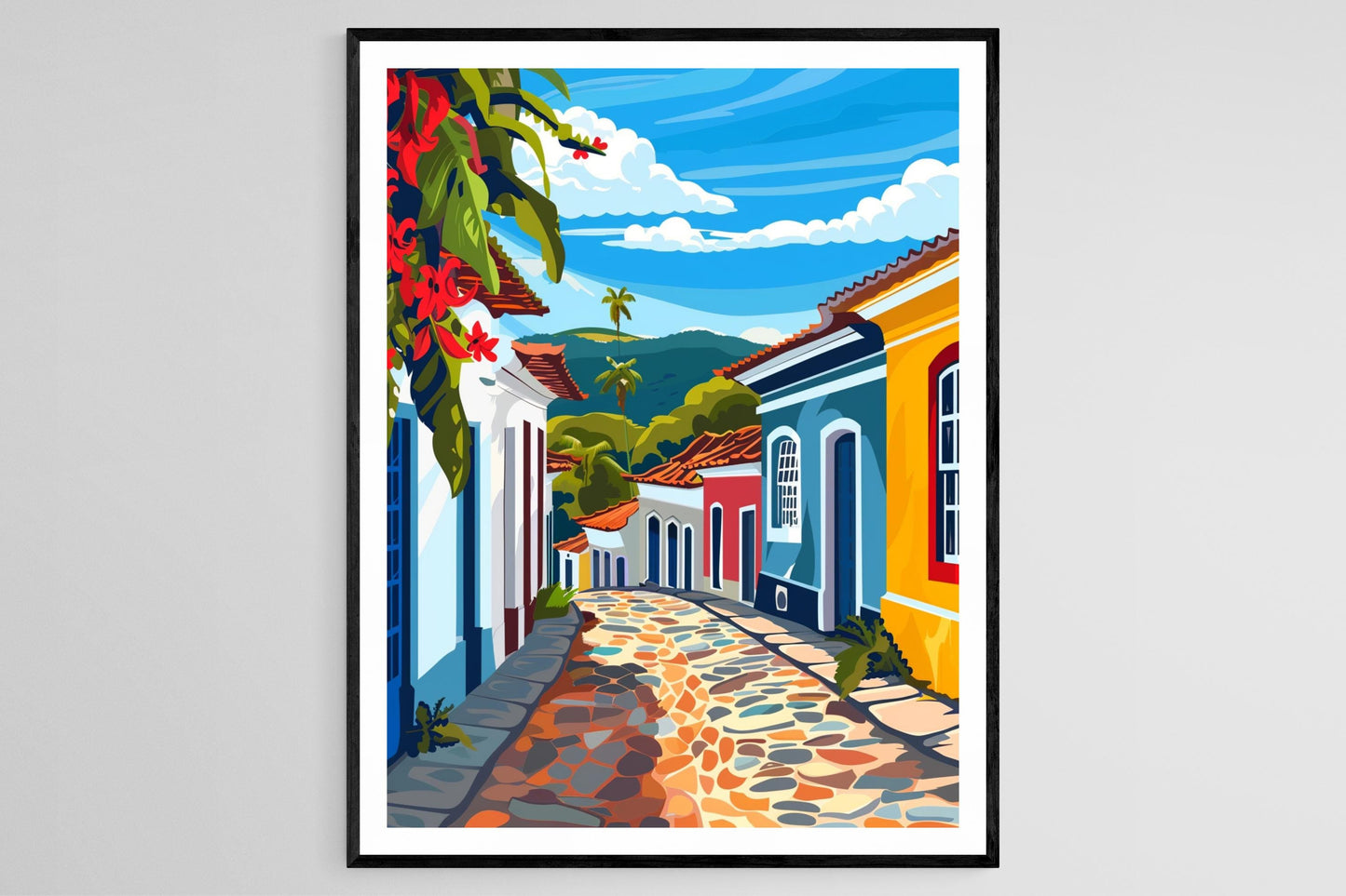 Affiche Paraty Brésil – Poster d'Architecture Coloniale et Côte