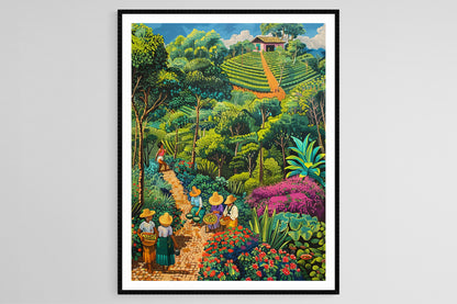 Affiche Yerba Mate Paraguayenne – Impression des Fermiers en Tenue Guarani