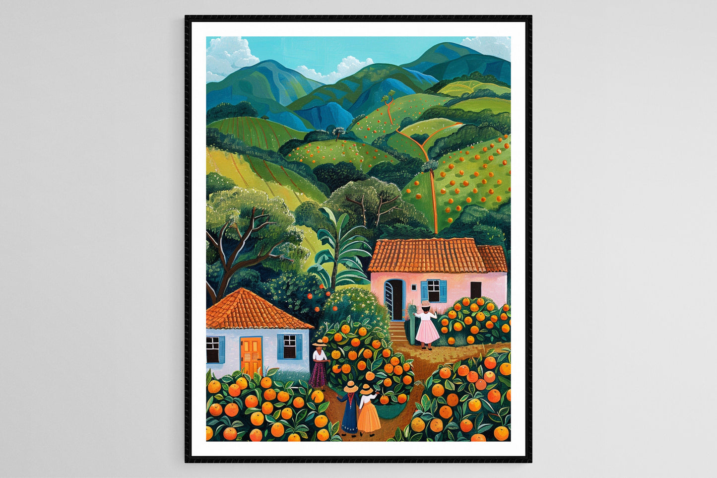 Affiche de verger d'oranges uruguayen – Paysage de récolte aux oranges