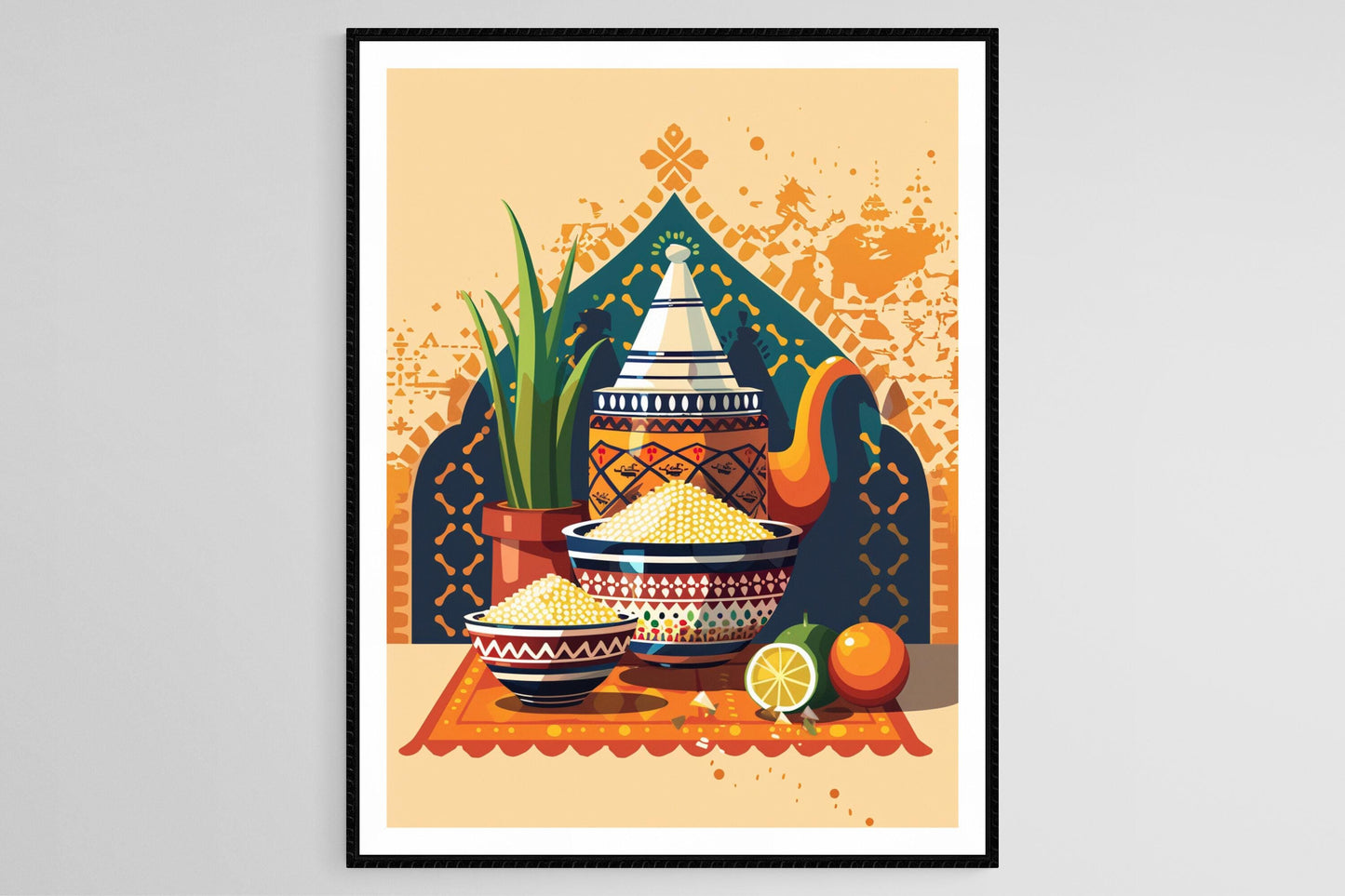 Affiche Couscous Marocain – Poster Art Culinaire Élégant