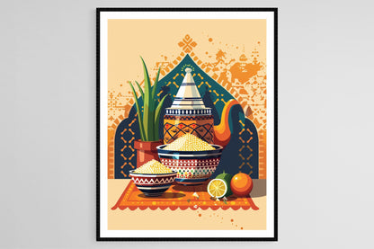 Affiche Couscous Marocain – Poster Art Culinaire Élégant