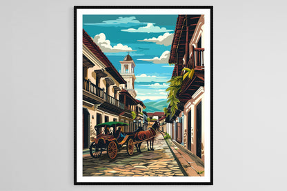 Affiche Vigan – Poster Art des rues et architecture coloniale espagnole
