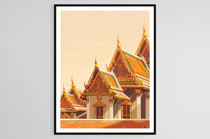 Affiche Architecture de Temple Thaï – Impression de Toits Ornés et Détails Intriqués