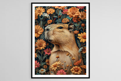 Affiche Capybara – Poster Écologique en Broderie Colorée