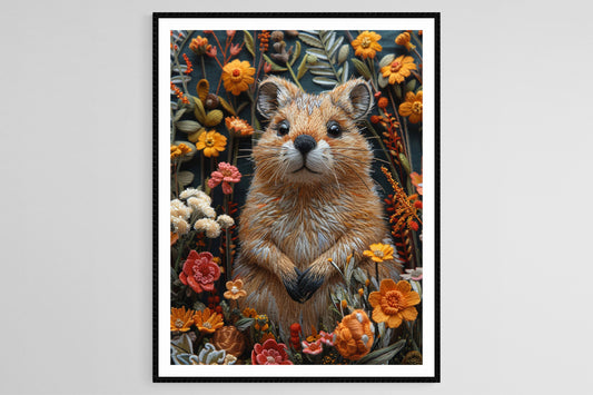 Affiche Quokka – Impression brodée d'un adorable animal, cadeau unique pour les amoureux de la nature