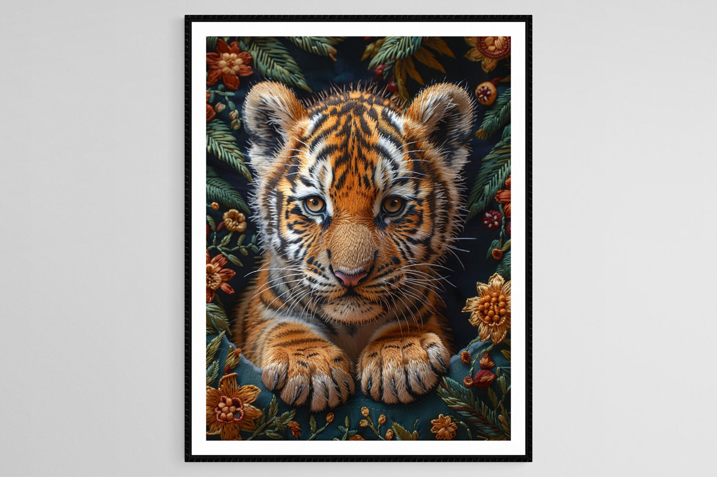 Affiche Tigre du Bengale – Poster Broderie Colorée et Animée