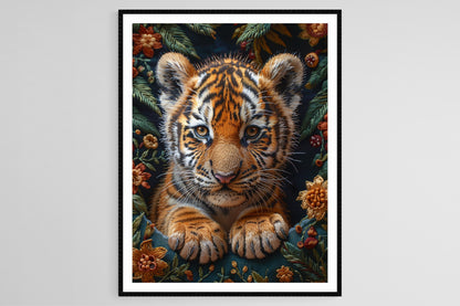 Affiche Tigre du Bengale – Poster Broderie Colorée et Animée