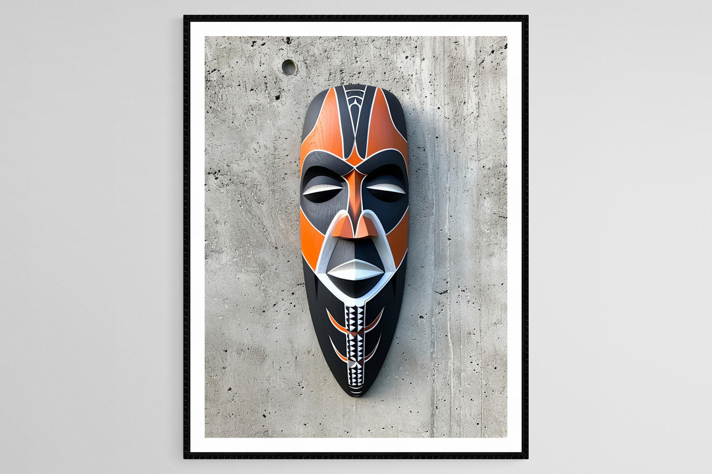 Affiche Masque Africain Orange - Art Ethnique pour Déco Murale
