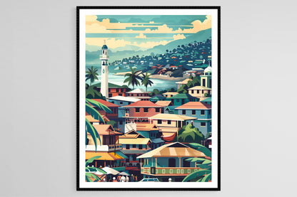 Affiche Kampala – Poster de la Mosquée Nationale d'Ouganda et du Lac Victoria