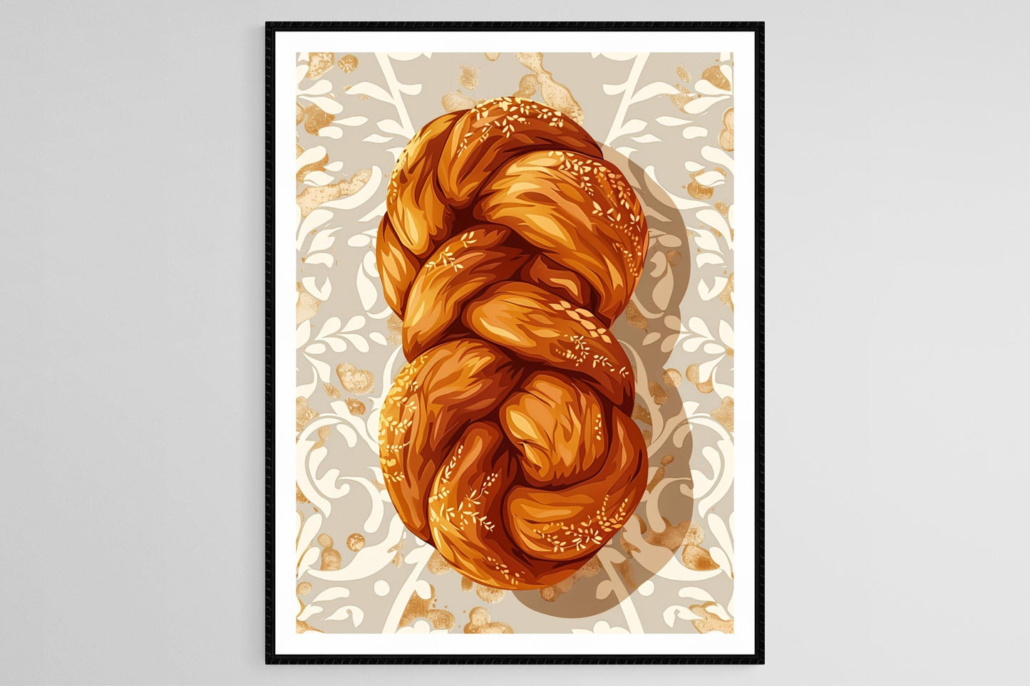 Affiche Judaïque – Illustration Traditionnelle du Pain Challah