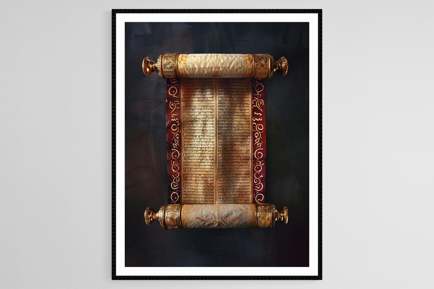 Affiche Judaïque : Rouleau de Torah, Texte Hébreu Décoratif