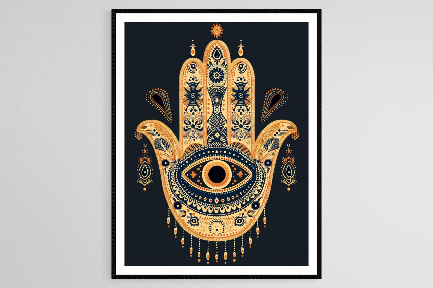 Affiche Art Juif – Poster Main Hamsa avec Motifs Intriqués