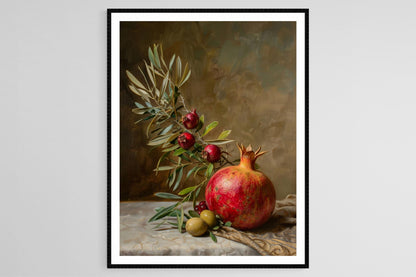 Affiche Art Juif – Impression de Grenade et Branche d'Olivier