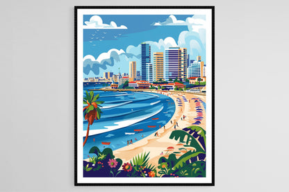 Affiche Tel Aviv – Imprimé artistique de la plage dynamique et skyline moderne