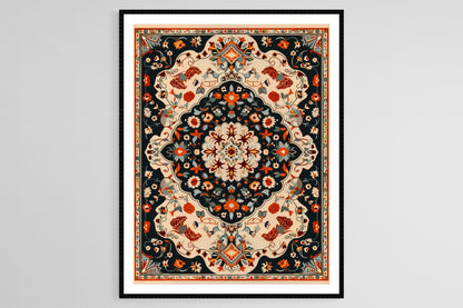 Affiche Tapis Persan – Poster Imprimé Floral et Géométrique Élégant