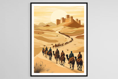 Affiche Han Dynasty – Impression artistique des marchands de la Route de la Soie