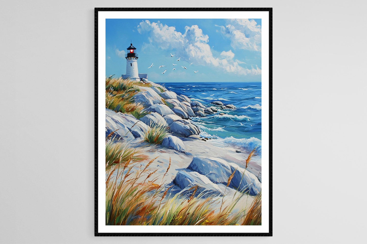 Affiche de Cape Cod – Poster phare et côte rocheuse de Massachusetts