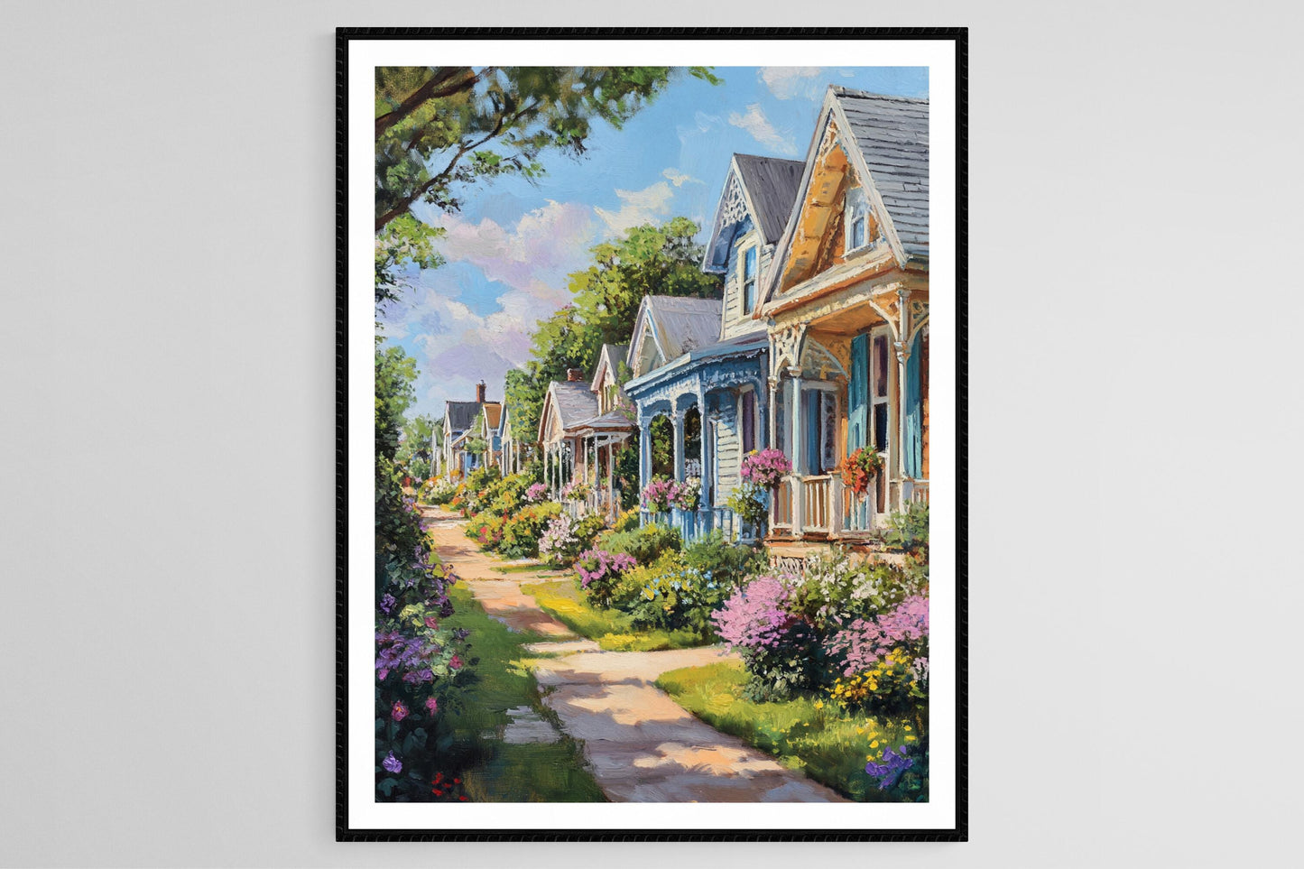 Affiche Martha's Vineyard – Poster des maisons en pain d'épices et jardins