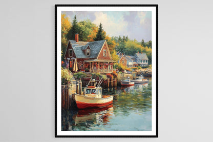 Affiche Kennebunkport – Impression artistique du port avec bateaux à homard