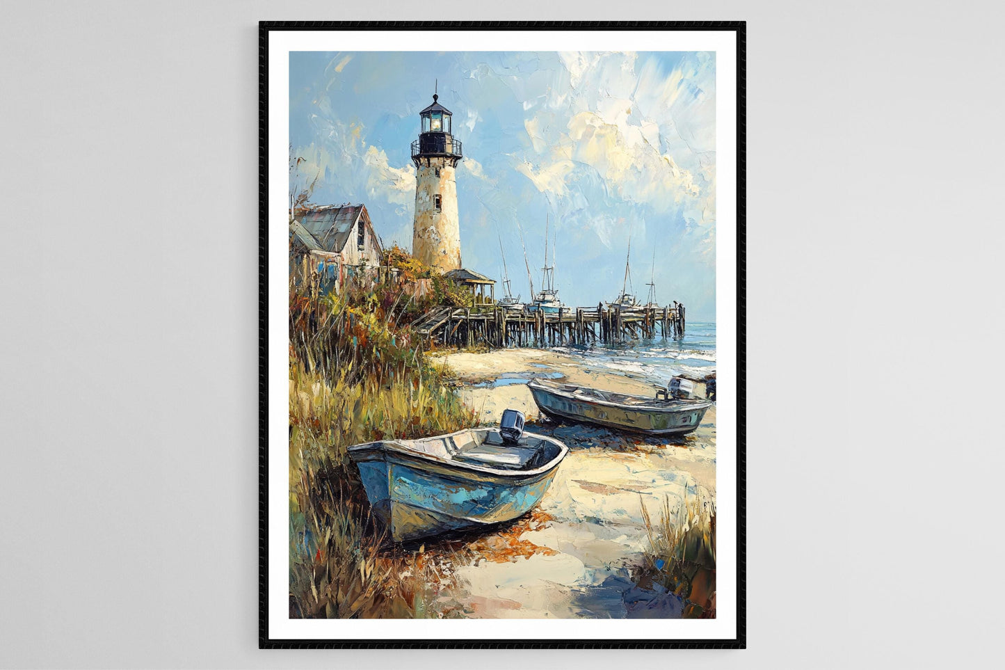 Affiche Tybee Island – Imprimé d'art phare historique et jetée de pêche