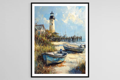 Affiche Tybee Island – Imprimé d'art phare historique et jetée de pêche
