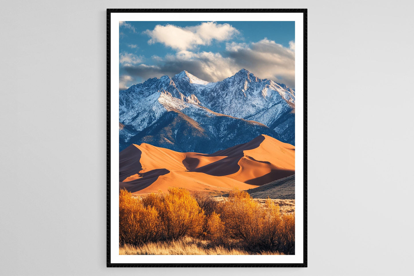 Affiche Parc National des Grandes Dunes - Art des Dunes et Montagnes Enneigées