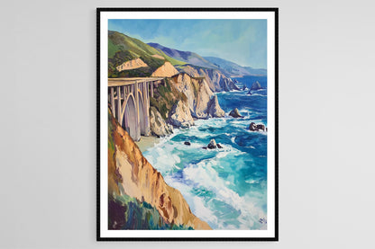 Affiche Big Sur Californie – Poster des Falaises Côtières et Pont Bixby