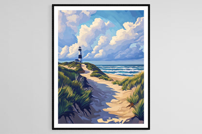 Affiche phare de Cape Hatteras – Impression artistique des dunes de sable