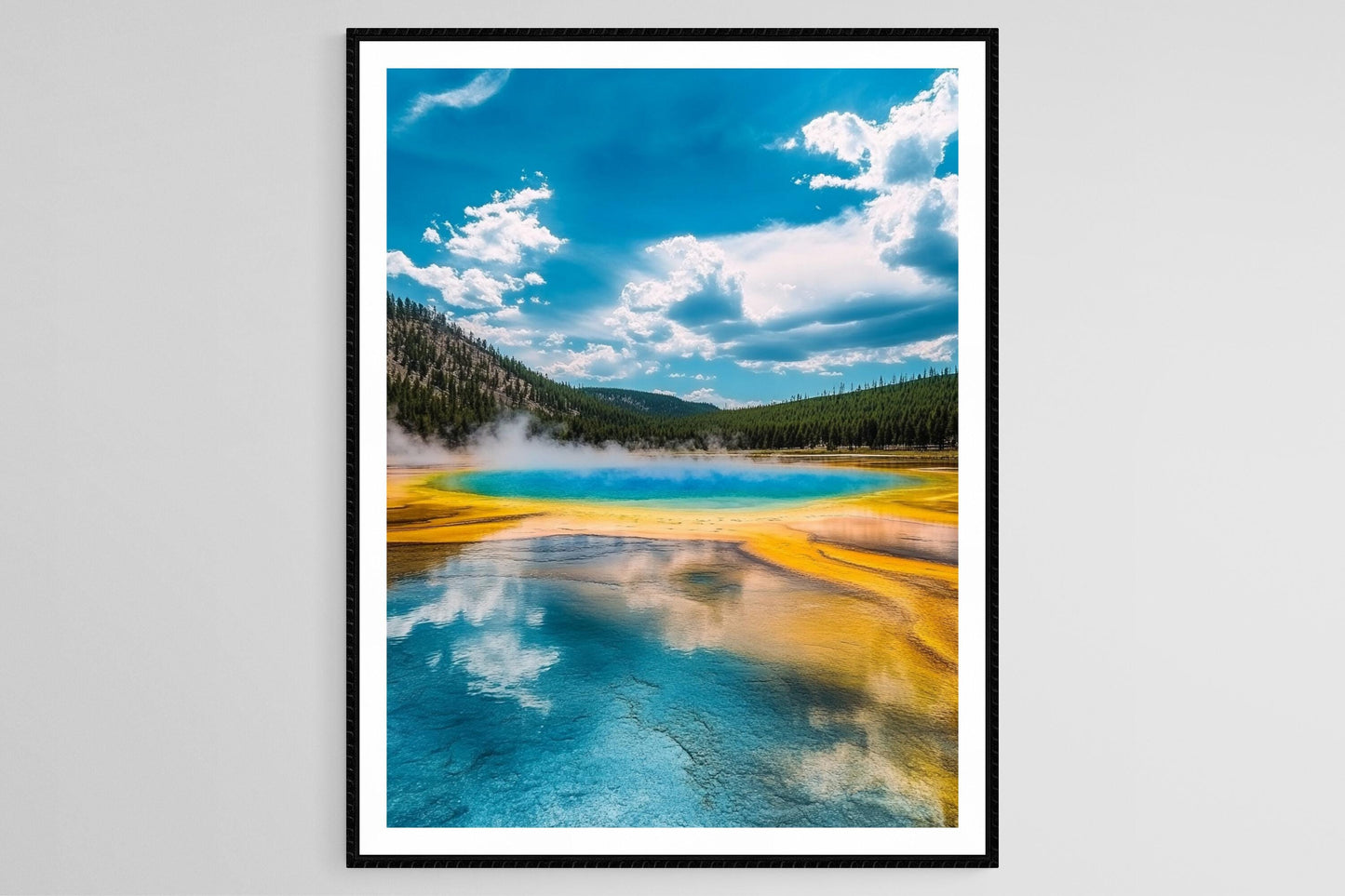 Affiche Yellowstone – Poster des bassins géothermiques et d'Old Faithful