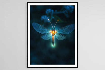 Affiche Lucioles – Impression Art Bioluminescente en Gros Plan