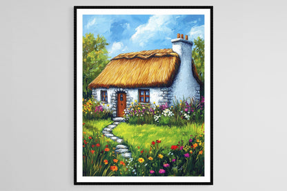 Affiche Cottage Irlandais – Impression Artiste du Charme Rural d'Irlande