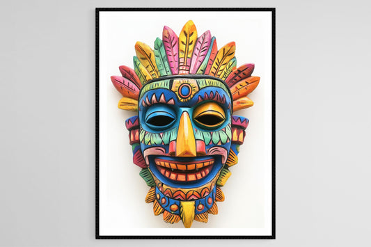 Affiche Vejigante - Illustration Colorée de Masque, Art Culturel Portoricain