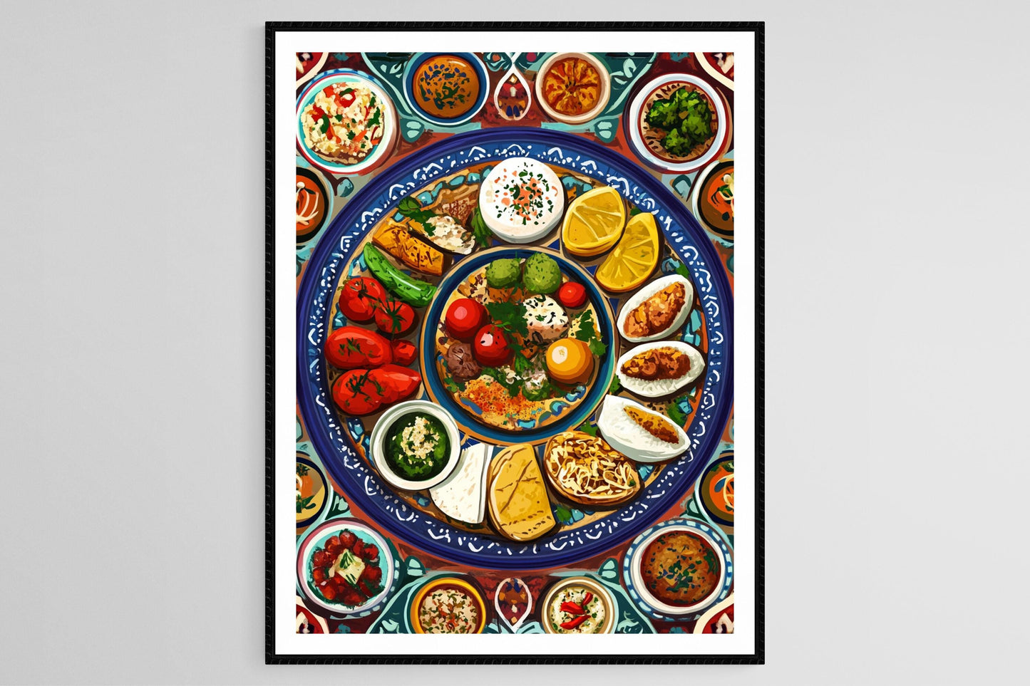 Affiche Meze – Illustration d'Apéritifs du Moyen-Orient