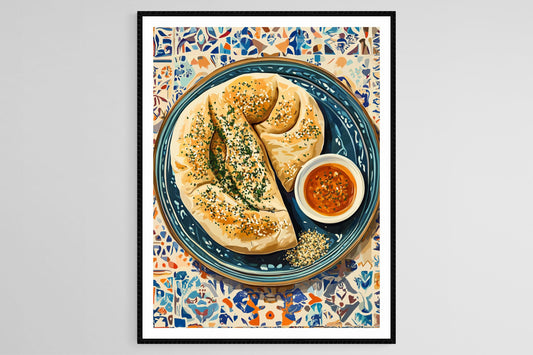 Affiche Manakish au Za'atar – Impression Art de Pain Méditerranéen