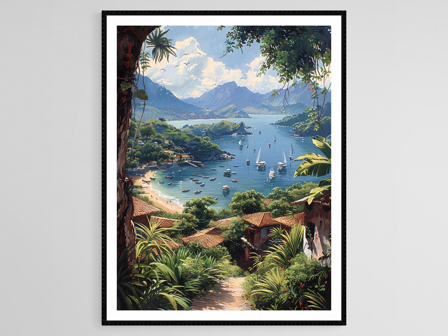 Affiche des Islets de Grenade – Impression Art de Lac Nicaragua et Bateaux Traditionnels
