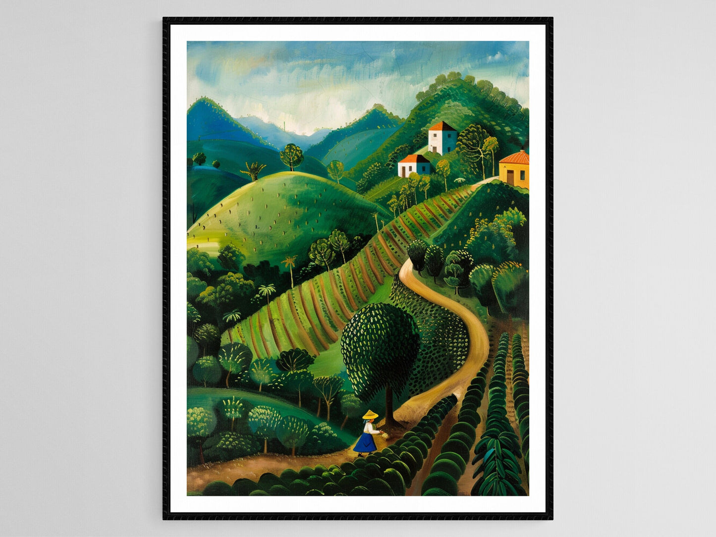 Affiche Champs de Café Bolivien – Peinture Murale Naturelle Rustique