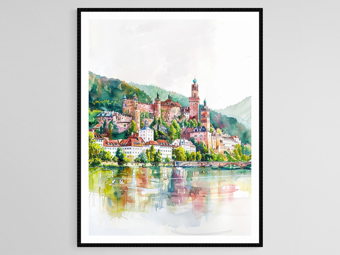 Affiche Château de Heidelberg – Poster Vue Scénique du Rhin