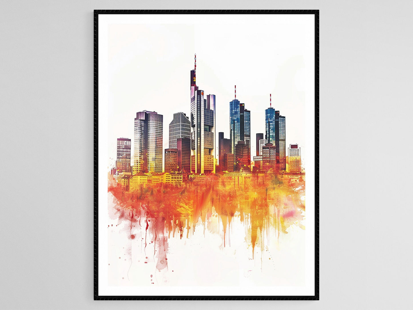 Affiche Skyline de Francfort – Poster Art Moderne Urbaine Allemande
