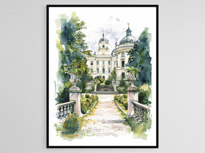 Affiche Palais Charlottenburg – Impression artistique des jardins berlinois