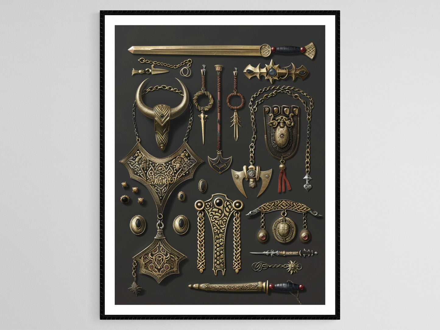 Affiche Viking – Poster Illustration de Bijoux Norvégiens Anciens