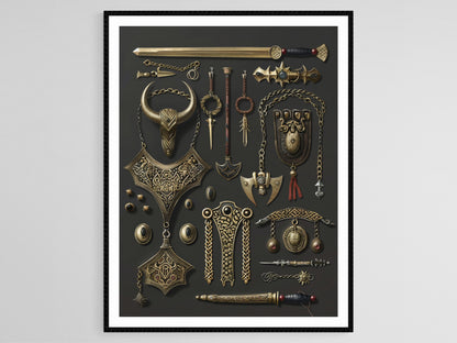 Affiche Viking – Poster Illustration de Bijoux Norvégiens Anciens