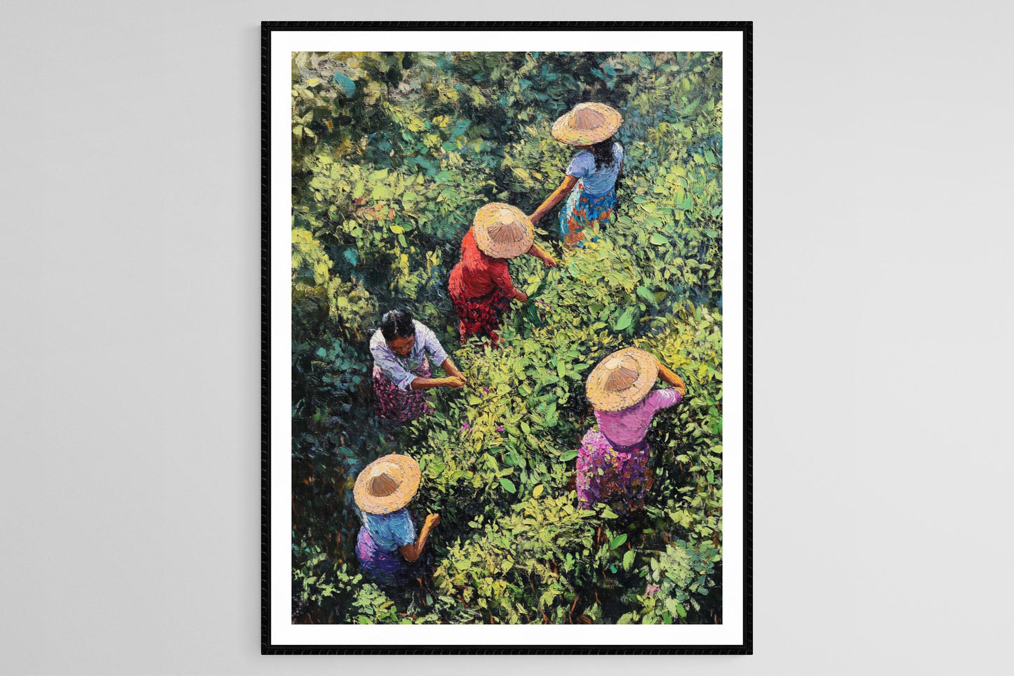 Affiche Récolte de Thé d'Indonésie – Poster Art de l'Agriculture Javanaise
