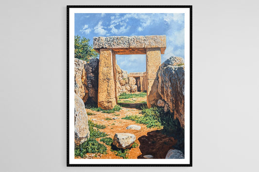 Affiche Hagar Qim – Poster Art des Temples Préhistoriques en Calcaire