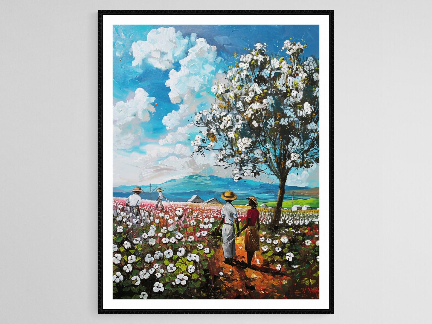 Affiche Champs de Coton du Brésil – Poster Peinture des Agriculteurs