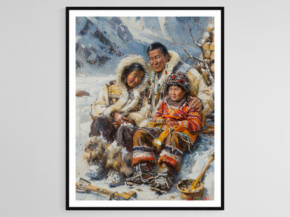 Affiche Vie de Famille Inuit – Poster Activités Quotidiennes Arctiques
