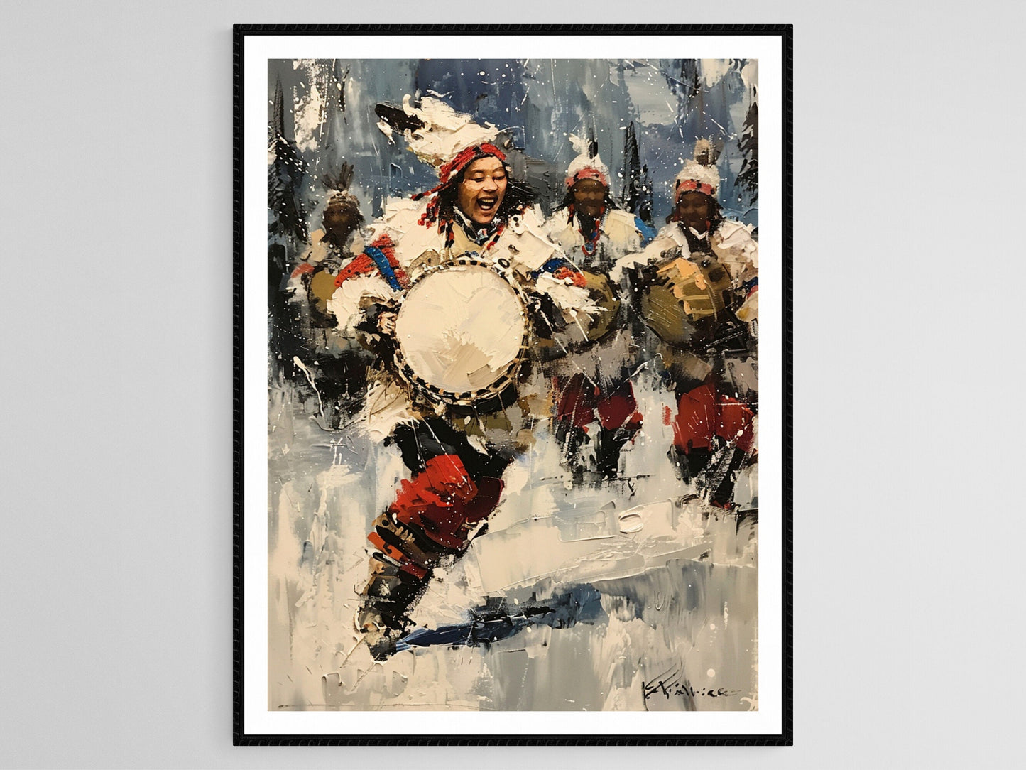 Affiche Danse de Tambour Inuit – Poster Tradition Musicale Culturelle