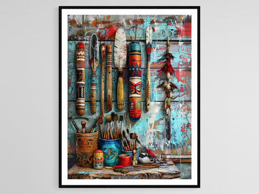 Affiche Art Inuit – Tableau des Outils et Métiers du Grand Nord