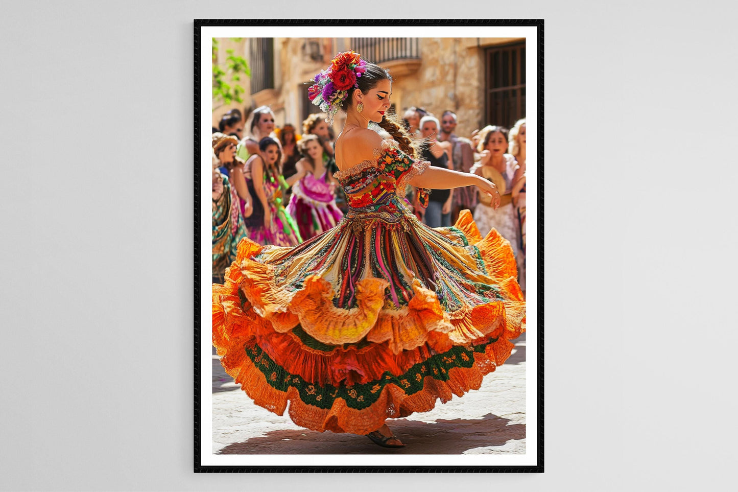 Affiche Sardana – Impression Art Catalan, Danse en Cercle et Costumes Traditionnels
