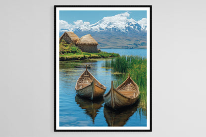 Affiche Lac Titicaca – Impression artistique, îles flottantes, bleu scintillant